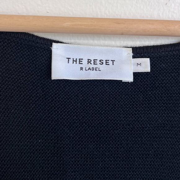 The Reset R Label Wool Womens Kimono Cardigan Tank Set Size M Black Minimalist - Picture 9 of 14